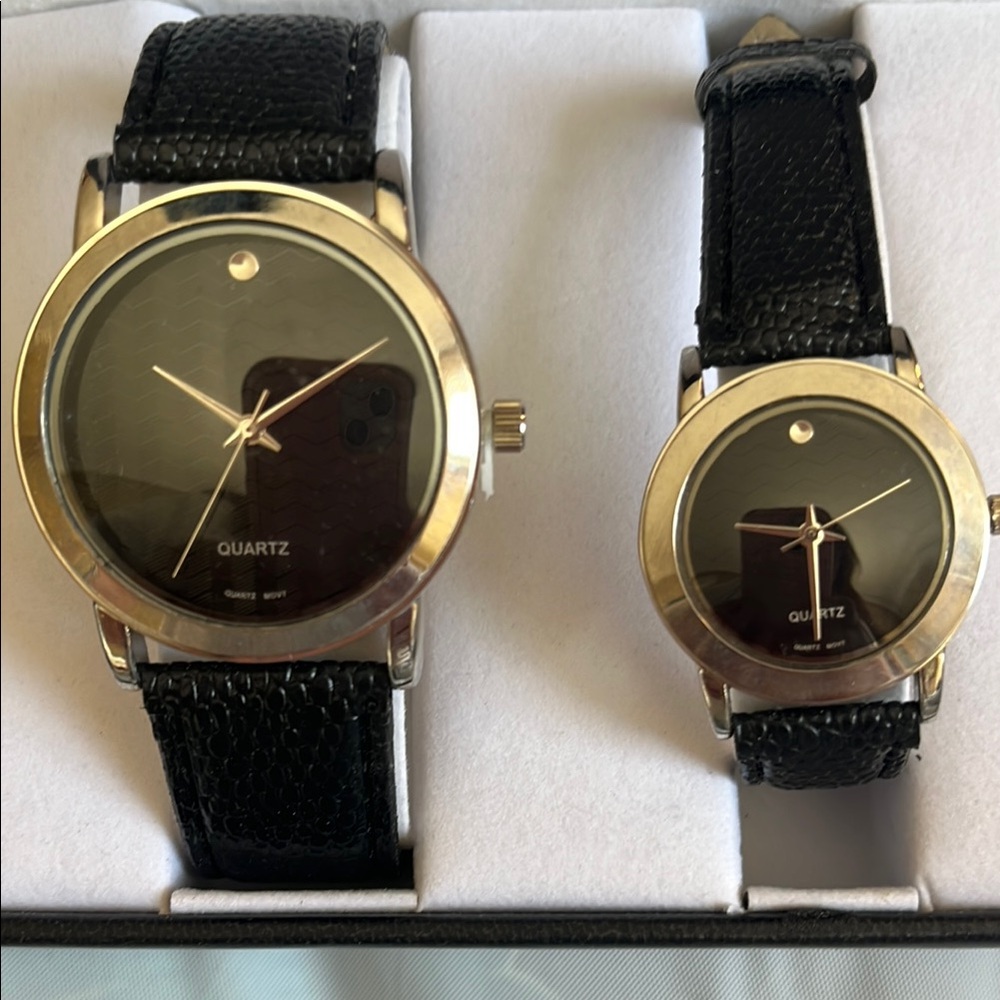 Black and Silver Quartz Watch Set